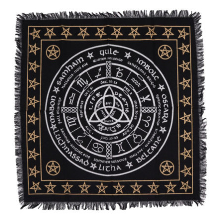 Nappe d'autel ésotérique à franges - Vie, mort, renaissance
