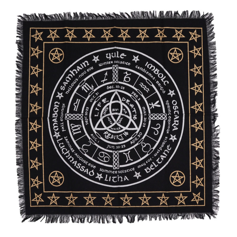 Nappe d'autel ésotérique à franges - Vie, mort, renaissance