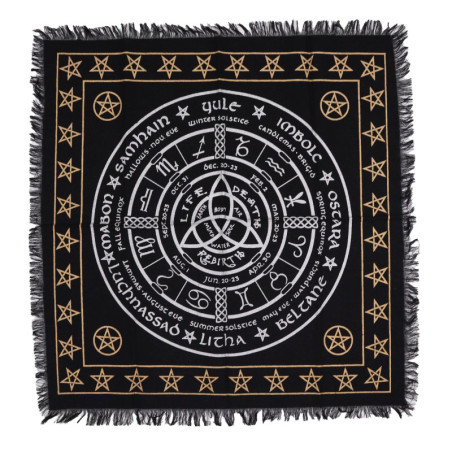 Nappe d'autel ésotérique à franges - Vie, mort, renaissance