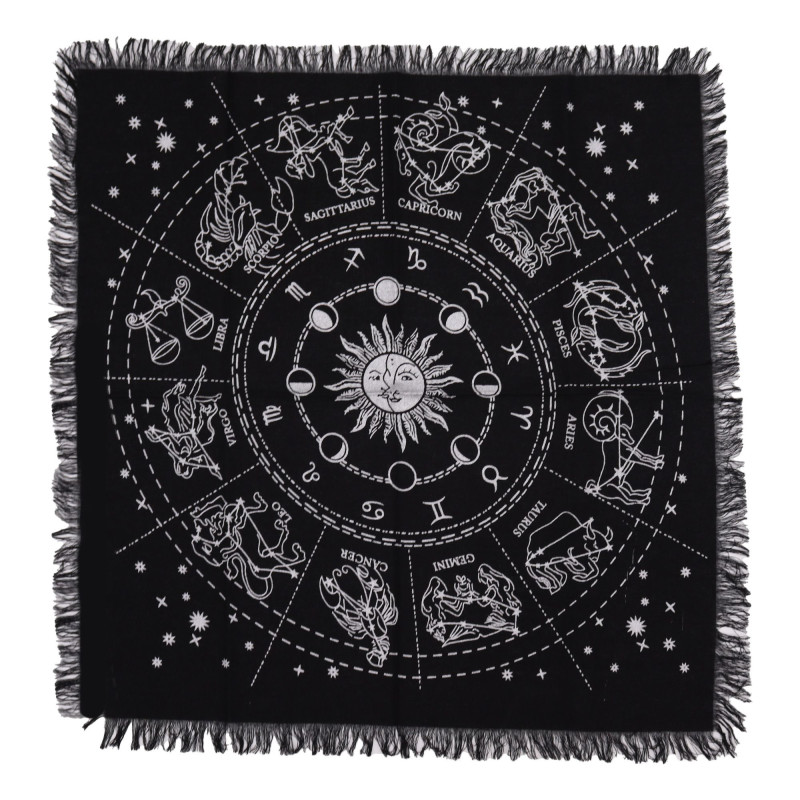 Nappe d'autel ésotérique à franges - Horoscope