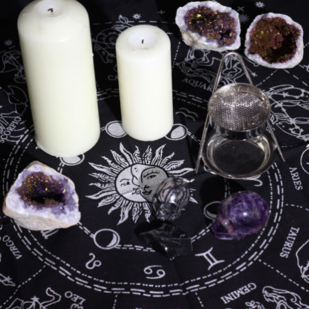 Nappe d'autel ésotérique à franges - Horoscope