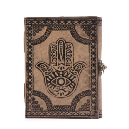 Hamsa - Carnet ésotérique - Gris antique - 200 pages Bordure cousue - 17,5 x 12,5 x 3 cm