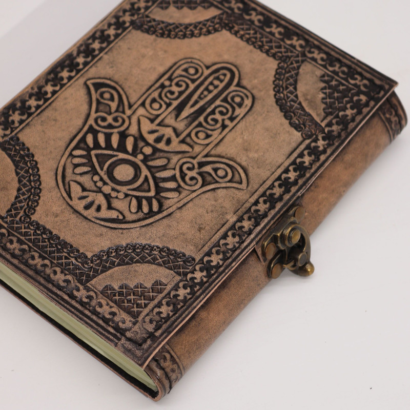 Hamsa - Carnet ésotérique - Gris antique - 200 pages Bordure cousue - 17,5 x 12,5 x 3 cm