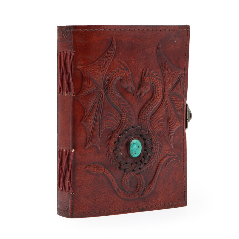Deux Dragons - Carnet ésotérique - Rouge Tan - 200 pages Bordure cousue - 17,5 x 12,5 x 3 cm