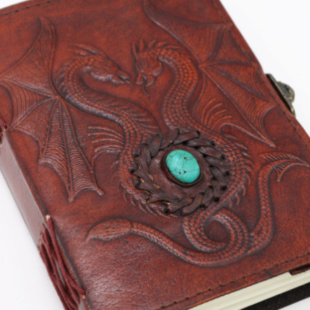 Deux Dragons - Carnet ésotérique - Rouge Tan - 200 pages Bordure cousue - 17,5 x 12,5 x 3 cm