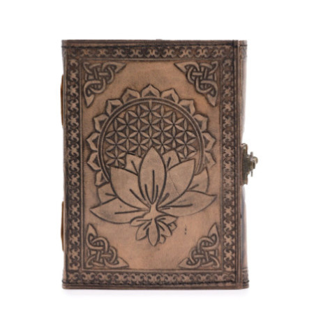 Lotus Mandala - Carnet ésotérique - Gris antique - 200 pages Bordure cousue - 17,5 x 12,5 x 3 cm