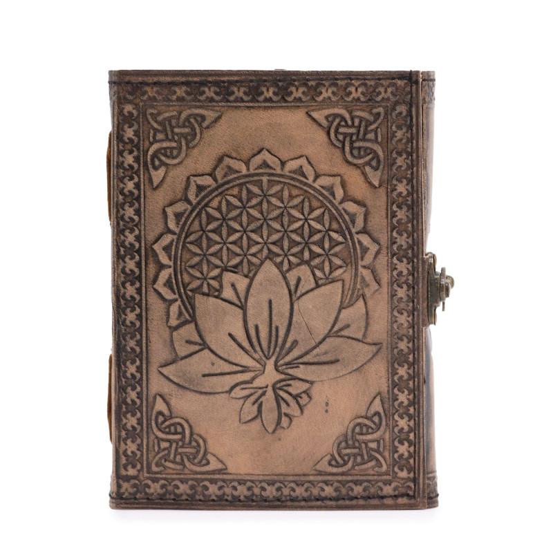 Lotus Mandala - Carnet ésotérique - Gris antique - 200 pages Bordure cousue - 17,5 x 12,5 x 3 cm