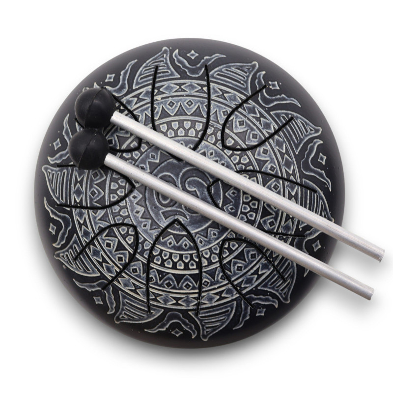 Steel Tongue Happy Drums Om Mandala gravé - 16 cm