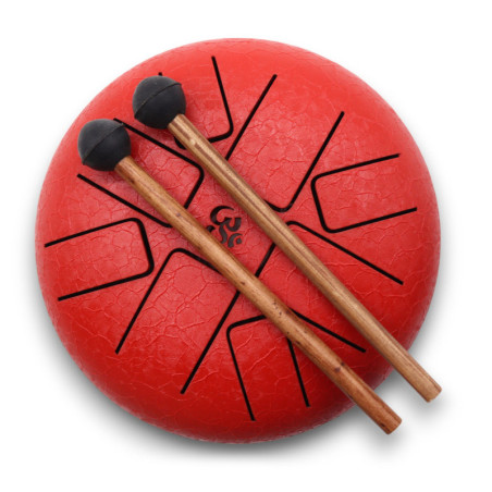 Tambour à langue d'acier Happy Drums Om Rouge - 16 cm