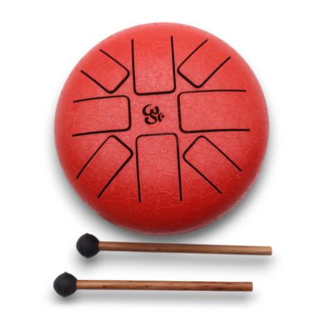 Tambour à langue d'acier Happy Drums Om Rouge - 16 cm