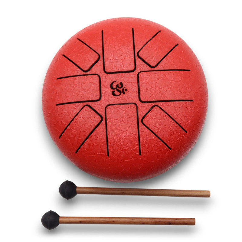 Tambour à langue d'acier Happy Drums Om Rouge - 16 cm