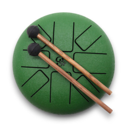 Tambour à langue d'acier Happy Drums Om Vert - 16 cm