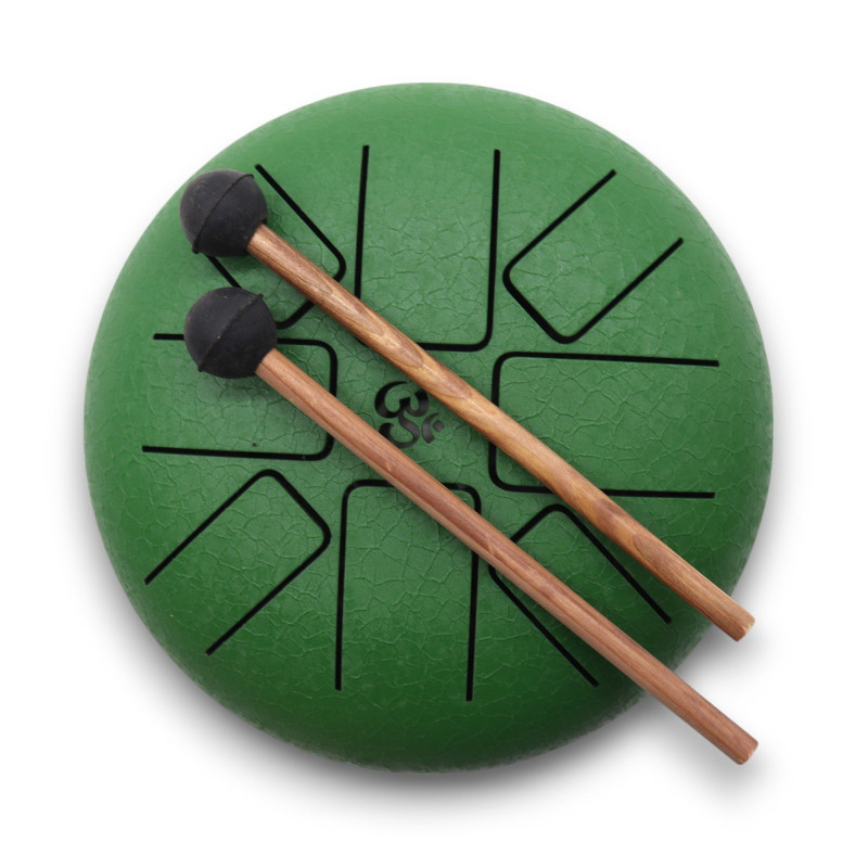 Tambour à langue d'acier Happy Drums Om Vert - 16 cm
