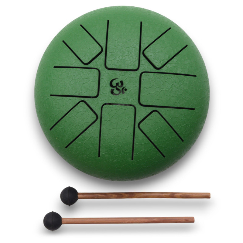 Tambour à langue d'acier Happy Drums Om Vert - 16 cm