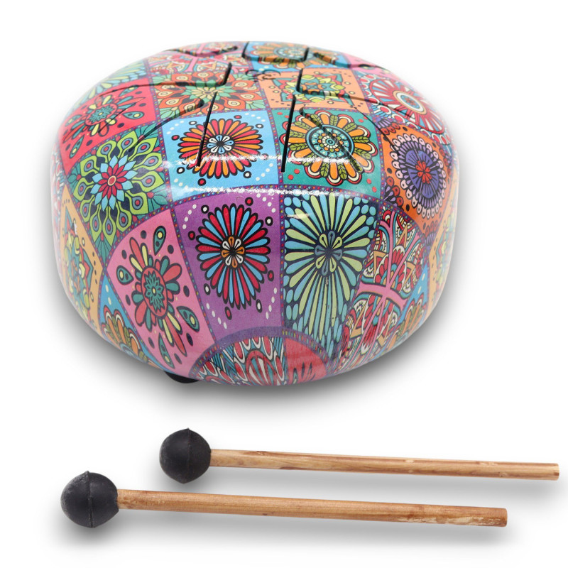 Tambours Happy Drums multicolores en acier Med - 17 x 13 cm