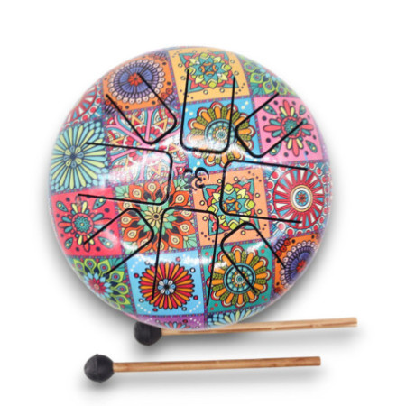 Tambours Happy Drums multicolores en acier Med - 17 x 13 cm