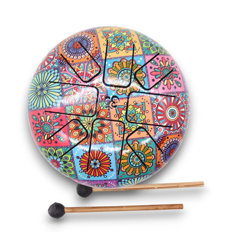 Tambours Happy Drums multicolores en acier Med - 17 x 13 cm
