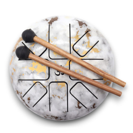 Tambour à langue en acier moyen Happy Drums en marbre - 17 x 13 cm