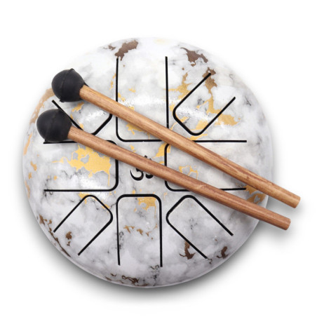 Tambour à langue en acier moyen Happy Drums en marbre - 17 x 13 cm