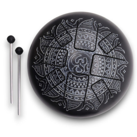 Tambour à langue en acier Med Happy Drums Om Mandala gravé - 22x15cm