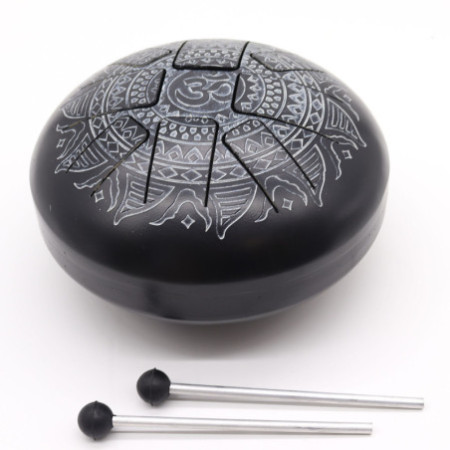 Tambour à langue en acier Med Happy Drums Om Mandala gravé - 22x15cm