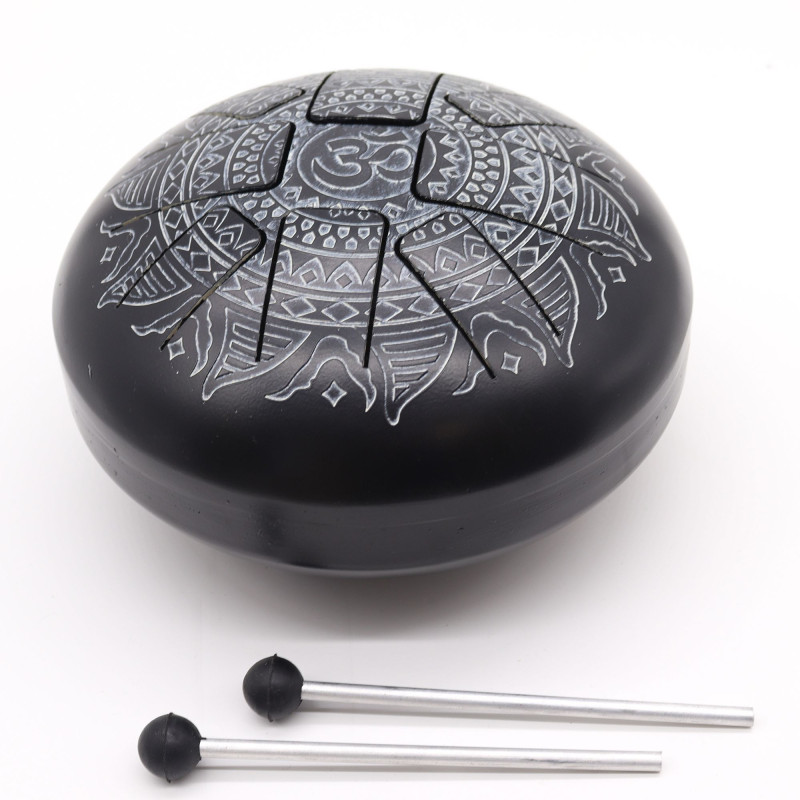 Tambour à langue en acier Med Happy Drums Om Mandala gravé - 22x15cm