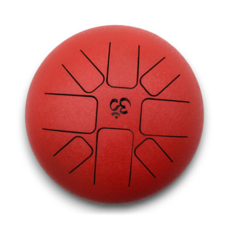 Tambour à langue en acier moyen Happy Drums Om Rouge - 22x16cm