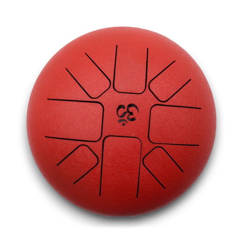 Tambour à langue en acier moyen Happy Drums Om Rouge - 22x16cm