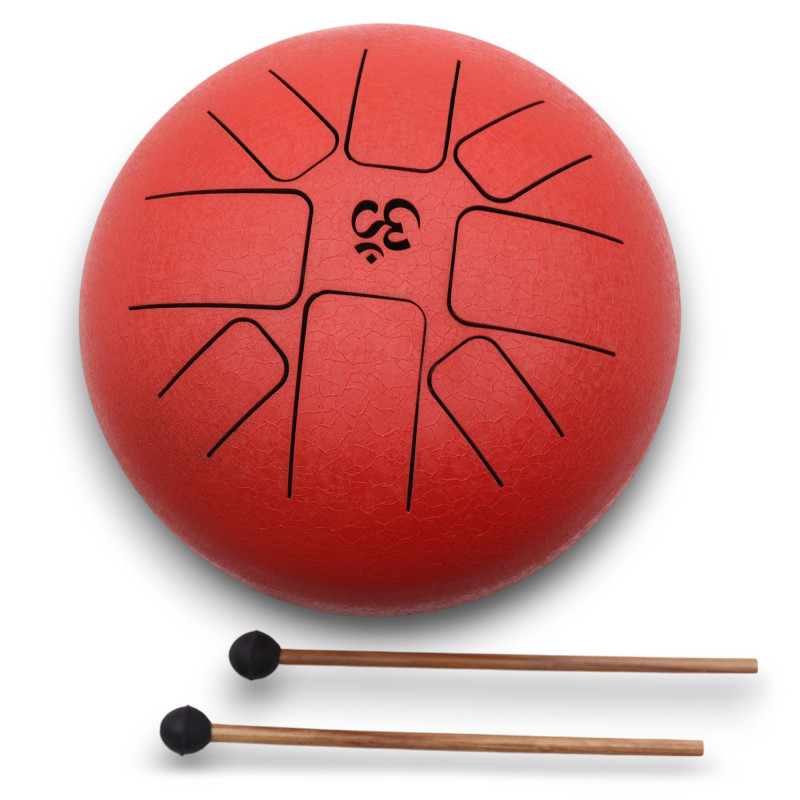 Tambour à langue en acier moyen Happy Drums Om Rouge - 22x16cm