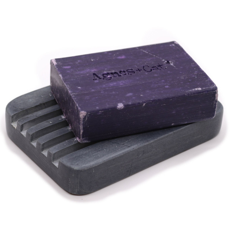 Porte-savon en stéatite grise 12 x 8,5 cm - Heavey Ridges