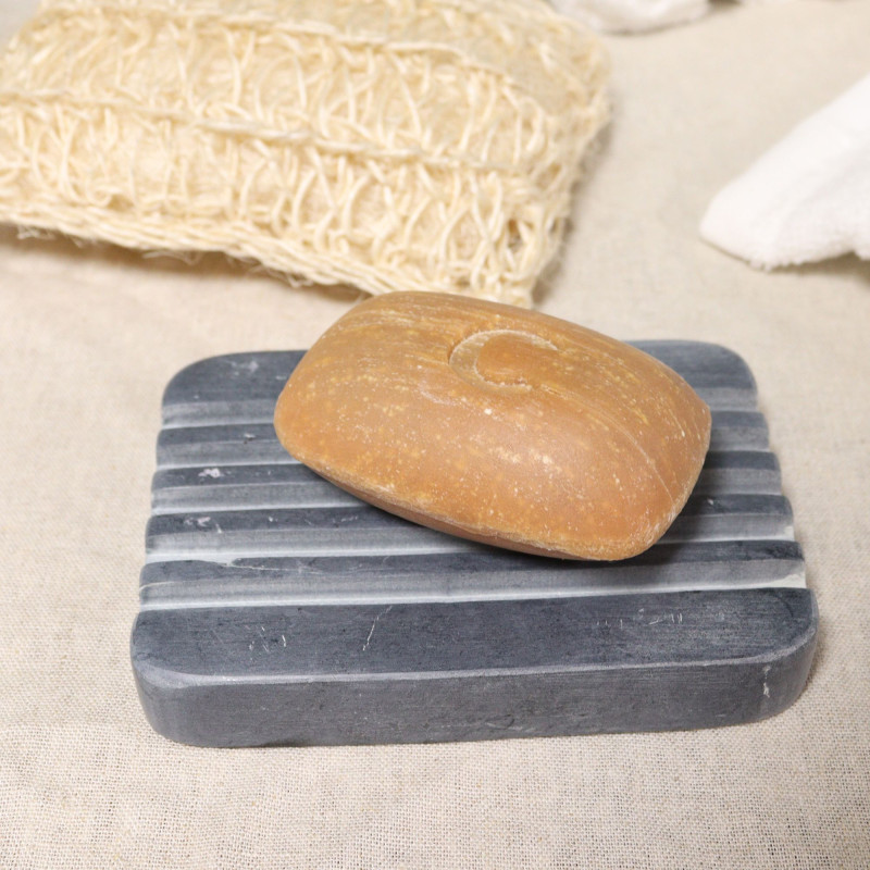 Porte-savon en stéatite grise 12 x 8,5 cm - Heavey Ridges