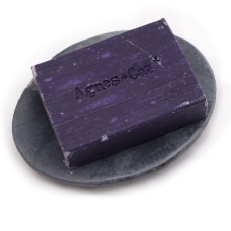 Porte-savon ovale classique en stéatite grise 10 x 12 cm