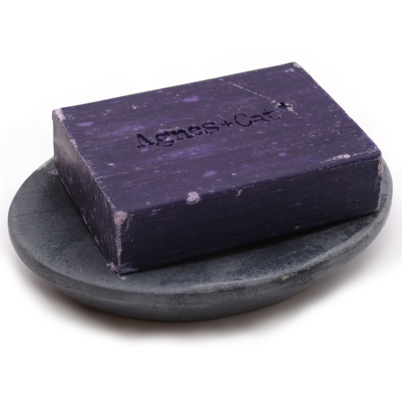 Porte-savon ovale classique en stéatite grise 10 x 12 cm