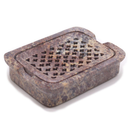 Porte-savon et égouttoir en stéatite 11 x 8 cm - Carré classique