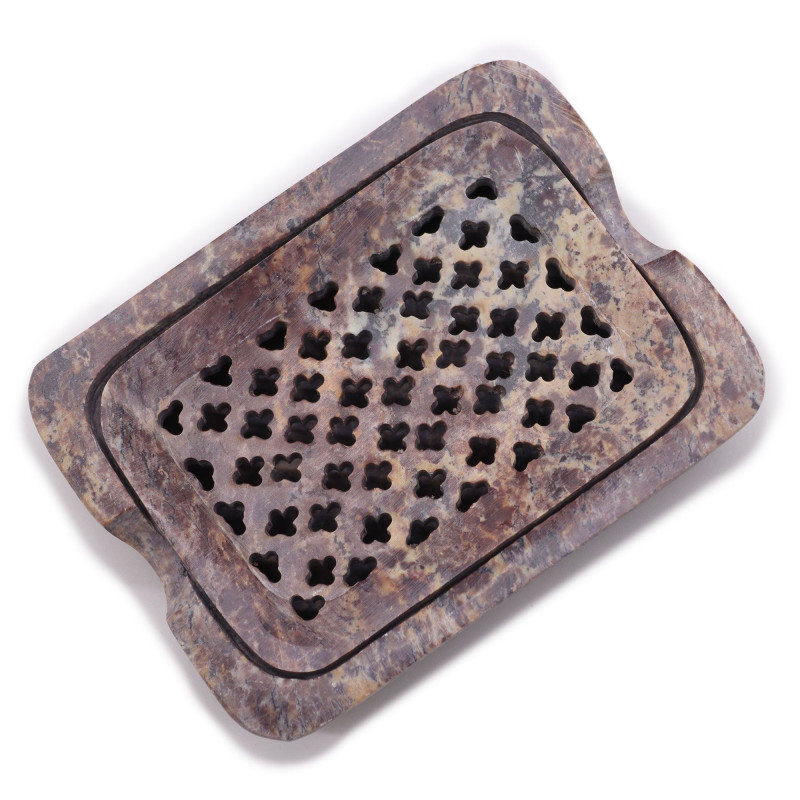 Porte-savon et égouttoir en stéatite 11 x 8 cm - Carré classique