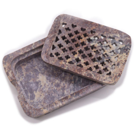 Porte-savon et égouttoir en stéatite 11 x 8 cm - Carré classique