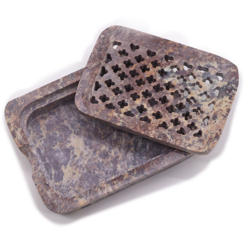 Porte-savon et égouttoir en stéatite 11 x 8 cm - Carré classique