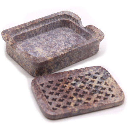 Porte-savon et égouttoir en stéatite 11 x 8 cm - Carré classique