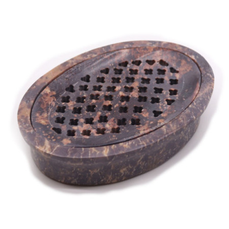 Porte-savon et égouttoir en stéatite 11 x 8 cm - Ovale classique