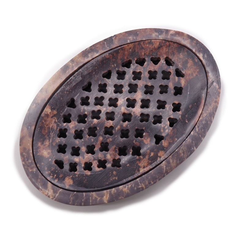 Porte-savon et égouttoir en stéatite 11 x 8 cm - Ovale classique