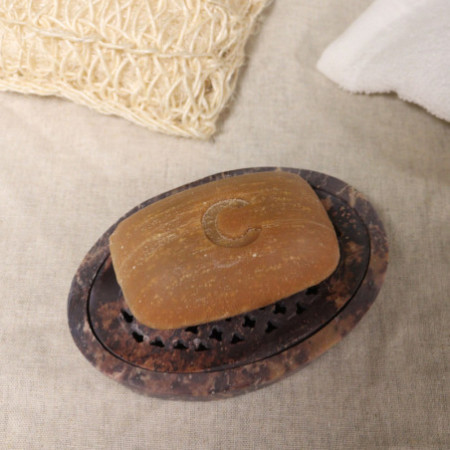 Porte-savon et égouttoir en stéatite 11 x 8 cm - Ovale classique
