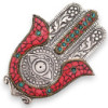 Petit porte-encens Hamsa rouge et vert 13 x 5,5 cm