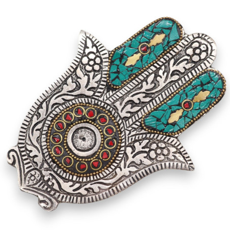Petit porte-encens Hamsa vert 13 x 5,5 cm