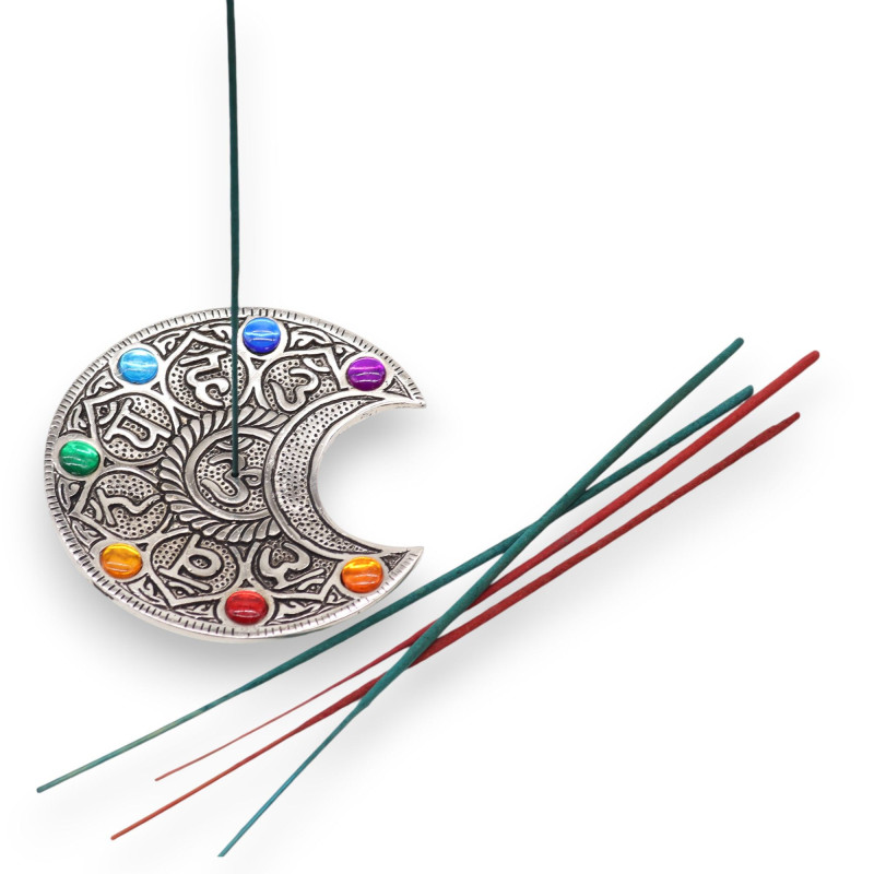 Porte-encens Lune Sept Chakras 11,5 cm