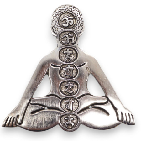 Porte-encens Yoga Sept Chakras en aluminium poli 12 x 12 cm