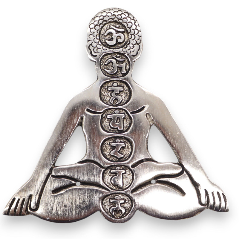 Porte-encens Yoga Sept Chakras en aluminium poli 12 x 12 cm