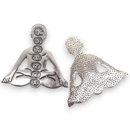 Porte-encens Yoga Sept Chakras en aluminium poli 12 x 12 cm