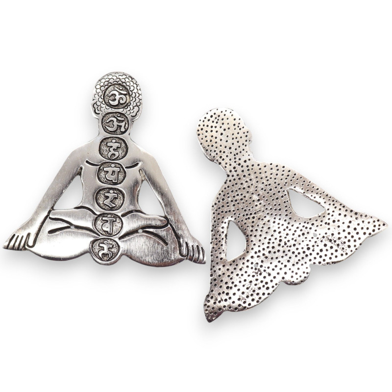 Porte-encens Yoga Sept Chakras en aluminium poli 12 x 12 cm