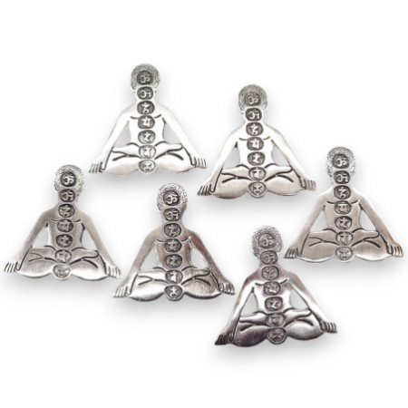 Porte-encens Yoga Sept Chakras en aluminium poli 12 x 12 cm