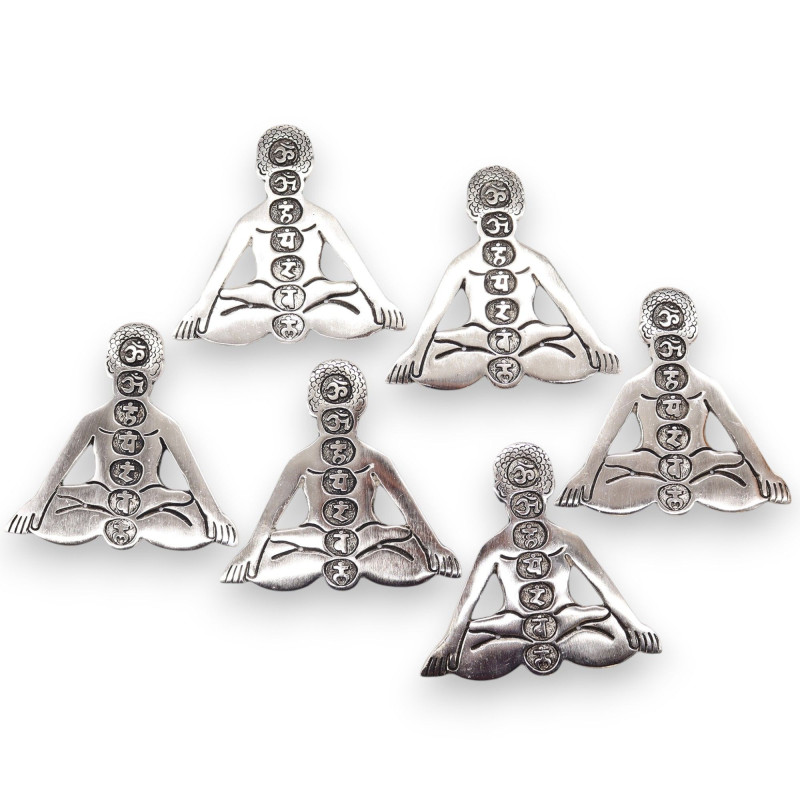 Porte-encens Yoga Sept Chakras en aluminium poli 12 x 12 cm